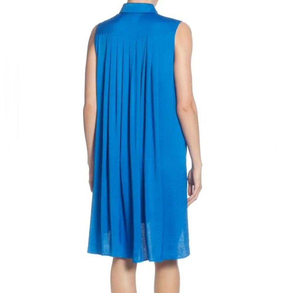 Catherine Malandrino pleated back & front button dress w/ side pockets